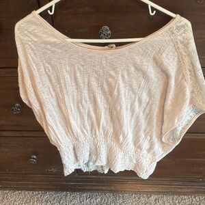Free People Cream Short Sleeve Top